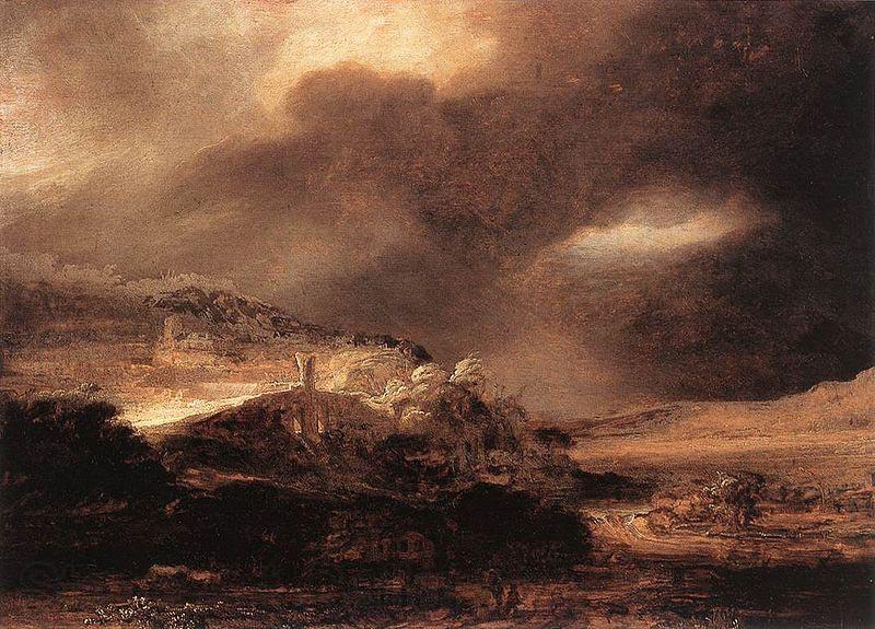 REMBRANDT Harmenszoon van Rijn Stormy Landscape Norge oil painting art
